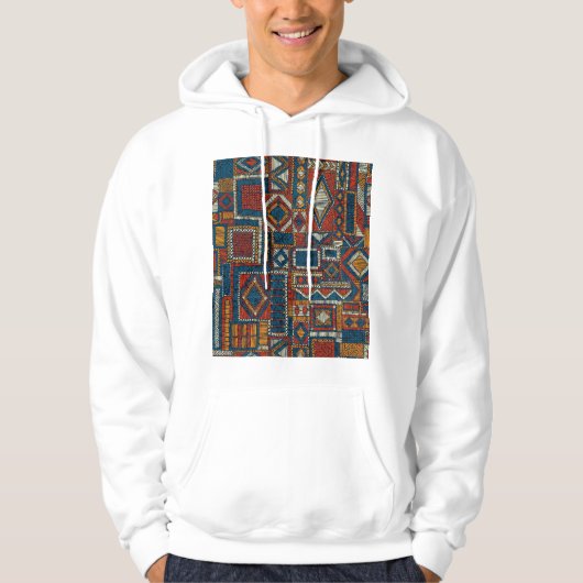 Patchwork-Stil bestickter Vintage-Druck Hoodie (Vorderseite)