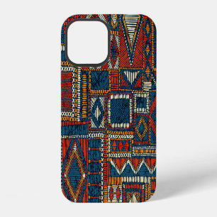 Patchwork-Stil Stickerei Vintage-Druck iPhone 12 Hülle
