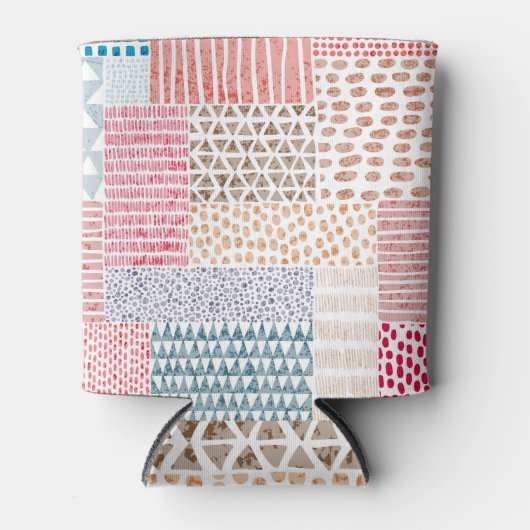 Patchwork-Stil Süßes Doodle-Muster Dosenkühler (Vorderseite)