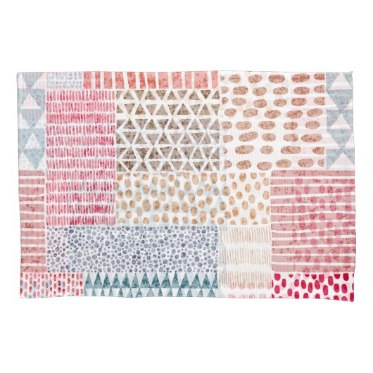Patchwork-Stil Süßes Doodle-Muster Kissenbezug (Vorderseite)