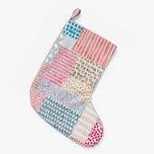 Patchwork-Stil Süßes Doodle-Muster Kleiner Weihnachtsstrumpf (Vorderansicht (hängend))