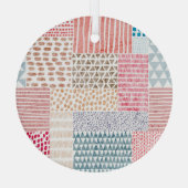 Patchwork-Stil Süßes Doodle-Muster Ornament Aus Glas (Rückseite)