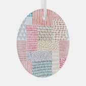 Patchwork-Stil Süßes Doodle-Muster Ornament Aus Glas (Vorderseite Rechts)