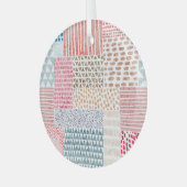 Patchwork-Stil Süßes Doodle-Muster Ornament Aus Glas (Vorderseite links)