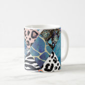 Patchwork-Stil, Wasserfarben-Collage-Muster. Kaffeetasse (VorderseiteRechts)
