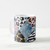 Patchwork-Stil, Wasserfarben-Collage-Muster. Kaffeetasse (Vorderseite Links)