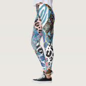 Patchwork-Stil, Wasserfarben-Collage-Muster. Leggings (Links)