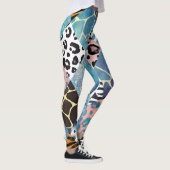 Patchwork-Stil, Wasserfarben-Collage-Muster. Leggings (Rechts)