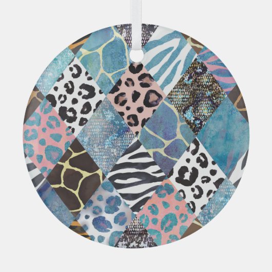 Patchwork-Stil, Wasserfarben-Collage-Muster. Ornament Aus Glas (Vorderseite)