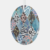 Patchwork-Stil, Wasserfarben-Collage-Muster. Ornament Aus Glas (Vorderseite links)