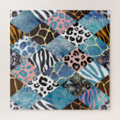 Patchwork-Stil, Wasserfarben-Collage-Muster. Puzzle (Horizontal)
