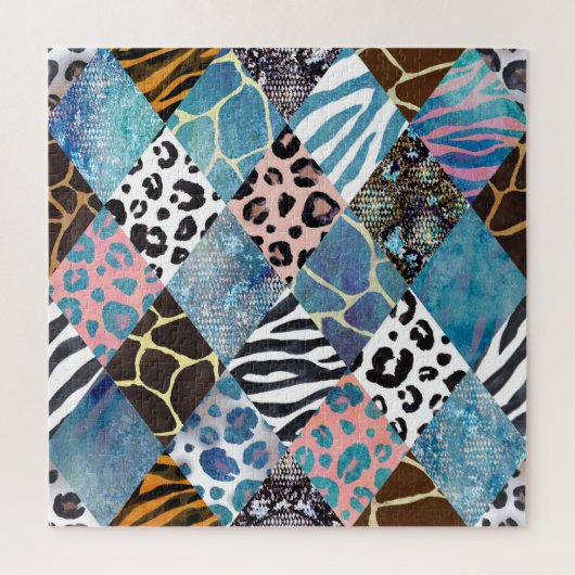 Patchwork-Stil, Wasserfarben-Collage-Muster. Puzzle (Vertikal)