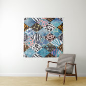 Patchwork-Stil, Wasserfarben-Collage-Muster. Wandteppich (Beispiel (Horizontal))