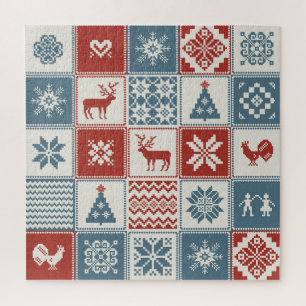 Patchwork-Stil: Weihnachtliches Ornamentmuster Puzzle