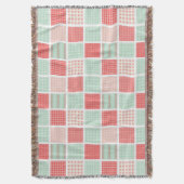 Patchwork Stilmuster Rot und Blau Quadrate Muster Decke (Vorderseite Vertikal)