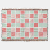 Patchwork Stilmuster Rot und Blau Quadrate Muster Decke (Vorderseite)