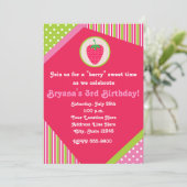 Patchwork Strawberry Girls Niedliche Party Einladu Einladung (Stehend Vorderseite)
