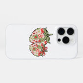 Patchwork Strawberry Hearts Niedlich Coquette Art iPhone Hülle (Rückseite (Horizontal))