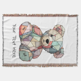 Patchwork Style Baby Bear & Heart Motif Decke