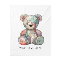 Patchwork Style Baby Bear & Heart Motif