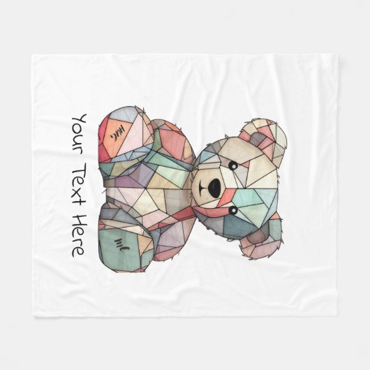 Patchwork Style Baby Bear & Heart Motif Fleecedecke (Vorderseite (Horizontal))