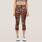 Patchwork Style bestickt Ethnic Print Capri Leggings (Vorderseite)
