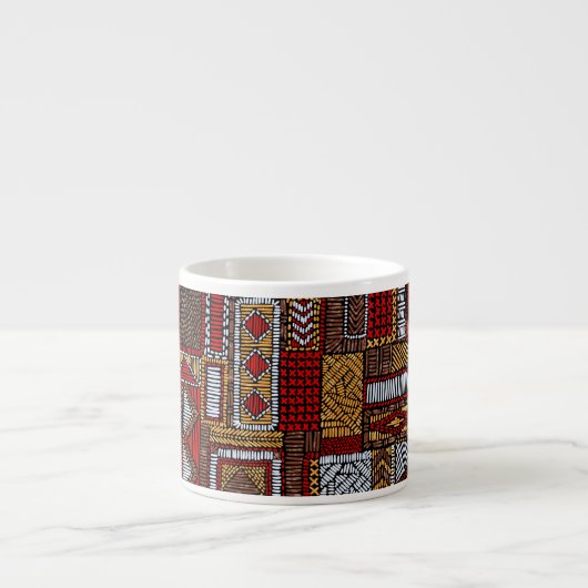 Patchwork Style bestickt Ethnic Print Espressotasse (Vorderseite)