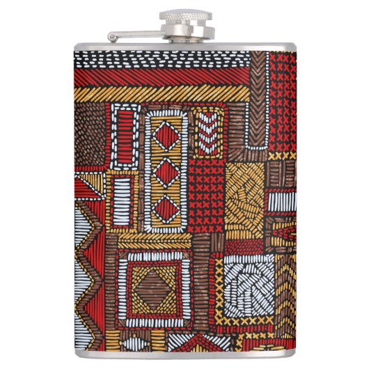 Patchwork Style bestickt Ethnic Print Flachmann (Vorderseite)