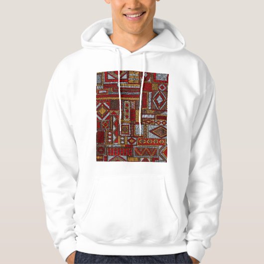 Patchwork Style bestickt Ethnic Print Hoodie (Vorderseite)