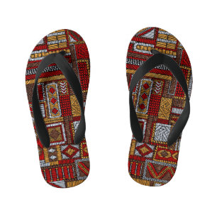 Patchwork Style bestickt Ethnic Print Kinderbadesandalen