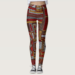 Patchwork Style bestickt Ethnic Print Leggings