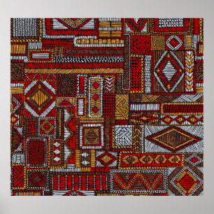 Patchwork Style bestickt Ethnic Print Poster