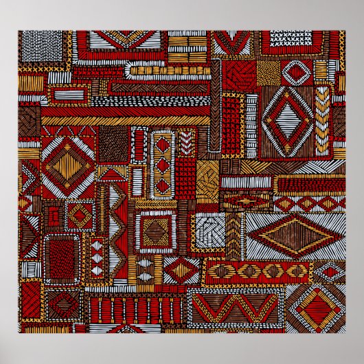 Patchwork Style bestickt Ethnic Print Poster (Vorne)