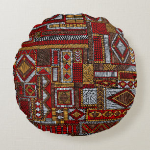 Patchwork Style bestickt Ethnic Print Rundes Kissen