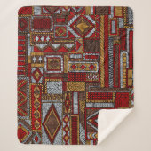 Patchwork Style bestickt Ethnic Print Sherpadecke (Vorderseite)