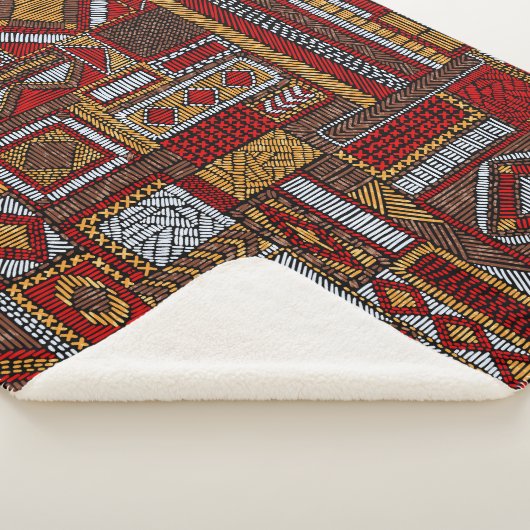 Patchwork Style bestickt Ethnic Print Sherpadecke (3/4)