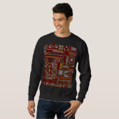 Patchwork Style bestickt Ethnic Print Sweatshirt (Vorne ganz)