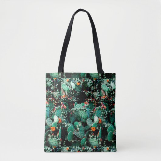 Patchwork Style Cactus Tote Bag Tasche (Vorderseite)
