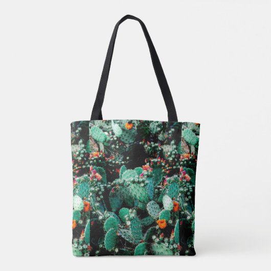 Patchwork Style Cactus Tote Bag Tasche (Rückseite)