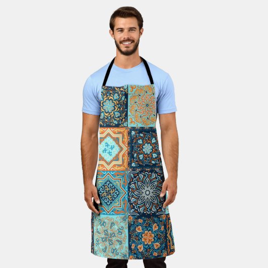 Patchwork Style: Dekorative Quadrat-Ornamente Schürze (Getragen)