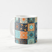Patchwork Style. Nahtloses Muster aus 16 dekorativ Kaffeetasse (Vorderseite Links)
