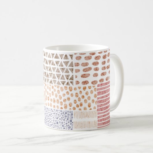 Patchwork Style Niedlich Doodle Muster Kaffeetasse (VorderseiteRechts)