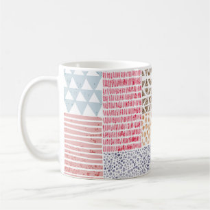 Patchwork Style Niedlich Doodle Muster Kaffeetasse