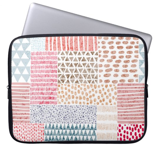 Patchwork Style Niedlich Doodle Muster Laptopschutzhülle (Vorderseite)