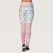 Patchwork Style Niedlich Doodle Muster Leggings (Rückseite)