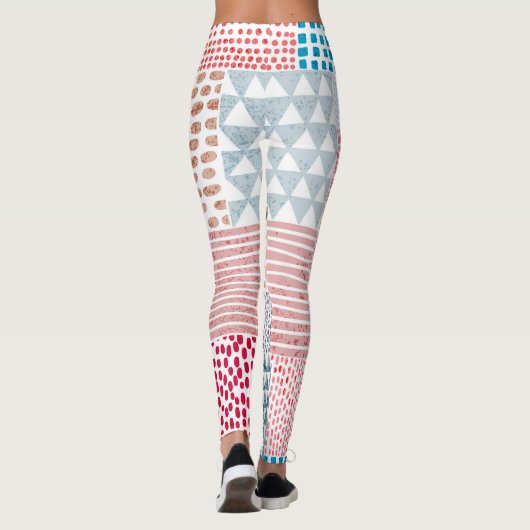 Patchwork Style Niedlich Doodle Muster Leggings (Rückseite)