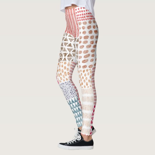 Patchwork Style Niedlich Doodle Muster Leggings (Links)