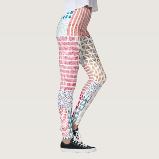 Patchwork Style Niedlich Doodle Muster Leggings (Rechts)