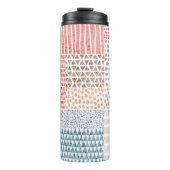 Patchwork Style Niedlich Doodle Muster Thermosbecher (Vorderseite)