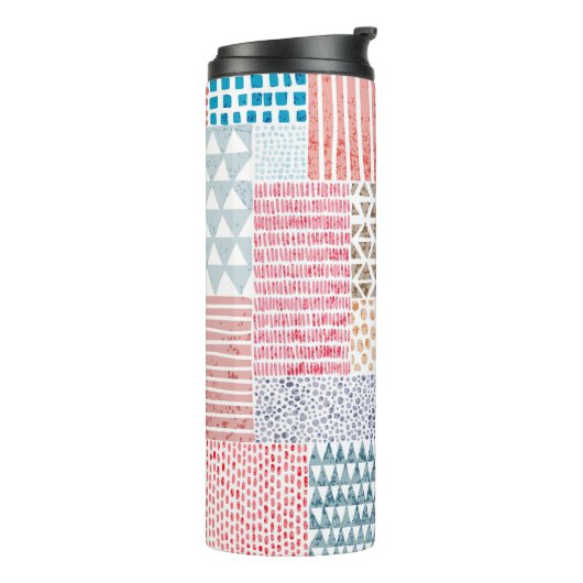 Patchwork Style Niedlich Doodle Muster Thermosbecher (Nach links gedreht)